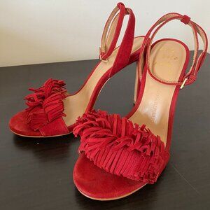 NEW! Red Fringe Suede Stiletto Sandal